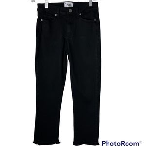 PAIGE Jeans Black Elaine High Rise Denim Raw Hem Jeans Size 25